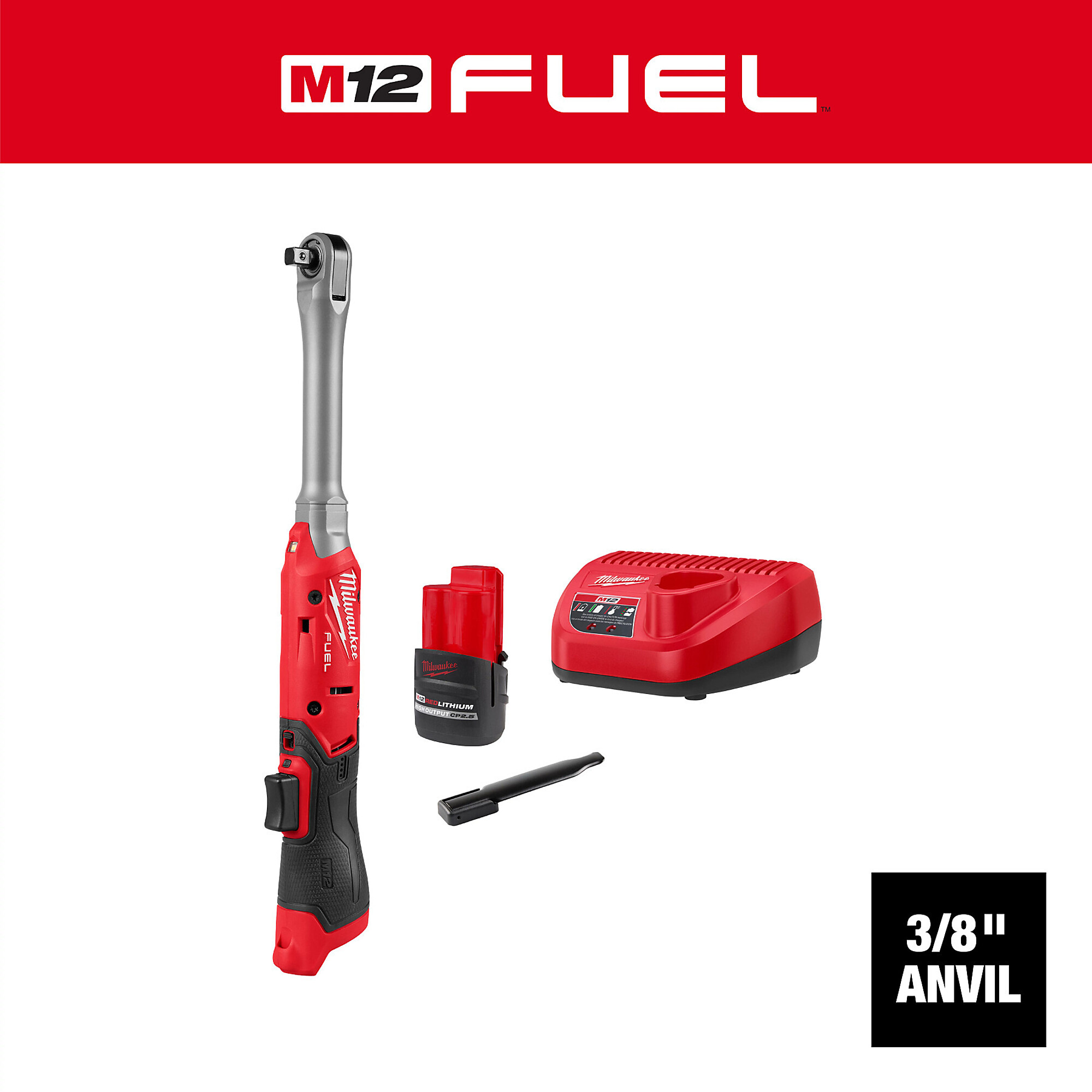 Milwaukee M12 FUEL™ 3/8" Extended Reach Ratchet Kit, Model# 3059-21